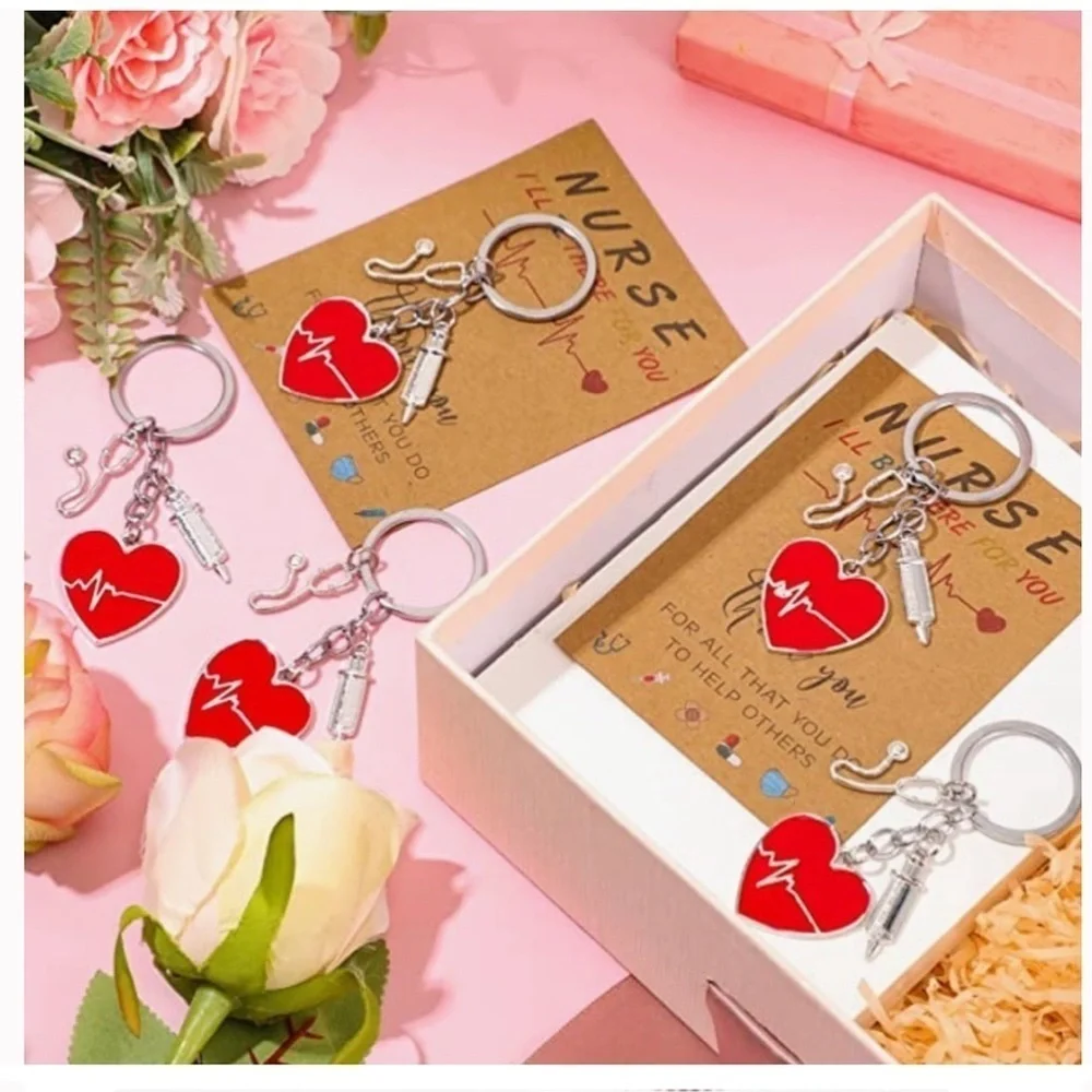 Nurse Keychain Gift Set 3 Pendants with Appreciation Thank You Card RN